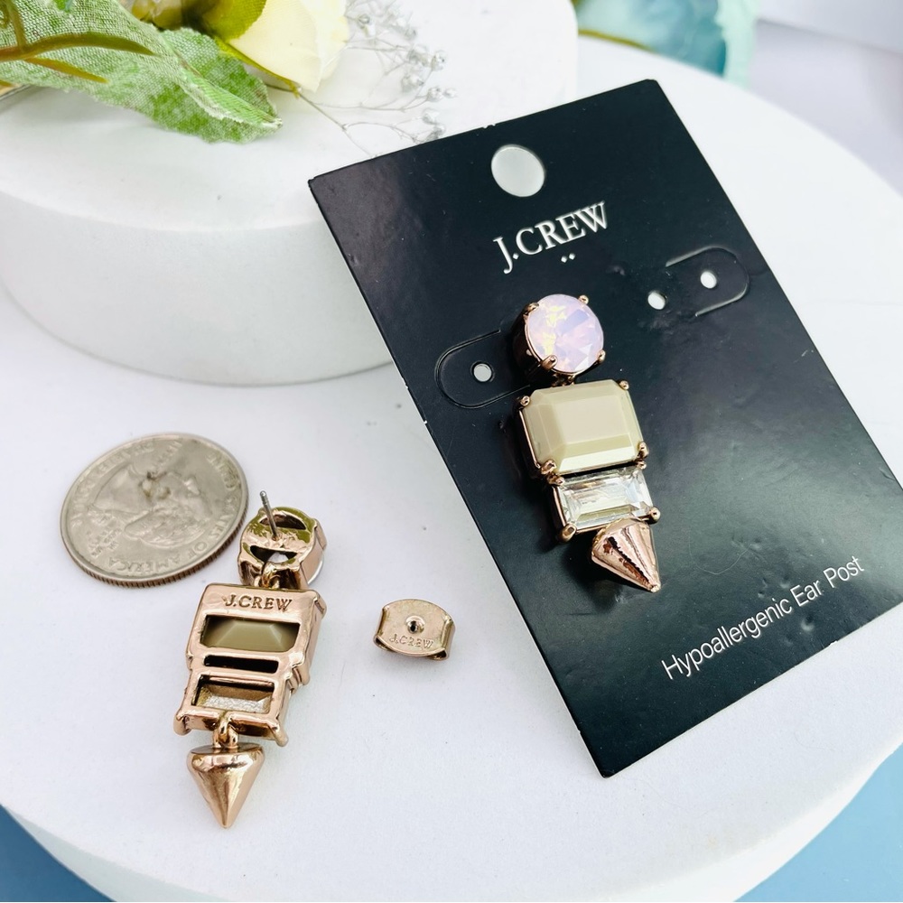 J.crew Vintage Rose Gold Tone Opal Crystals Resin Earrings